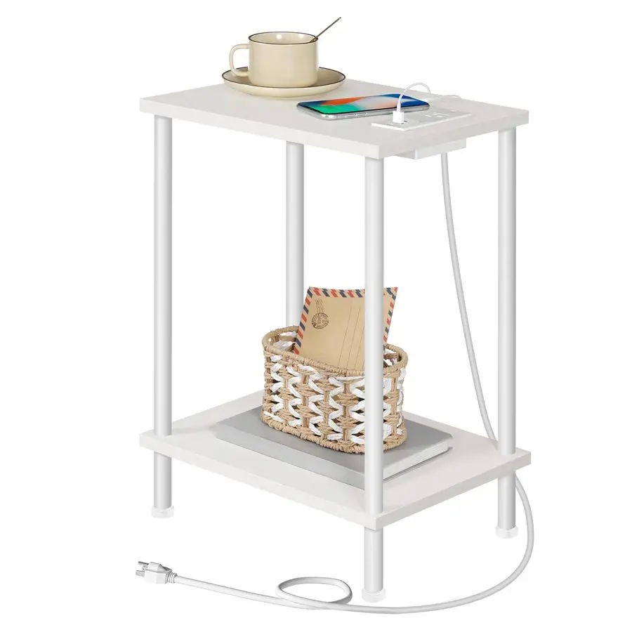Прикроватный столик с зарядной станцией, приставной столик с USB-портом и розетками, тумбочка с 2-уровневыми полками для хранения для небольших помещений
Прикроватный столик с зарядной станцией, приставной столик с USB-портом и розетками, тумбочка с 2-уровневыми полками для хранения для небольших помещений
