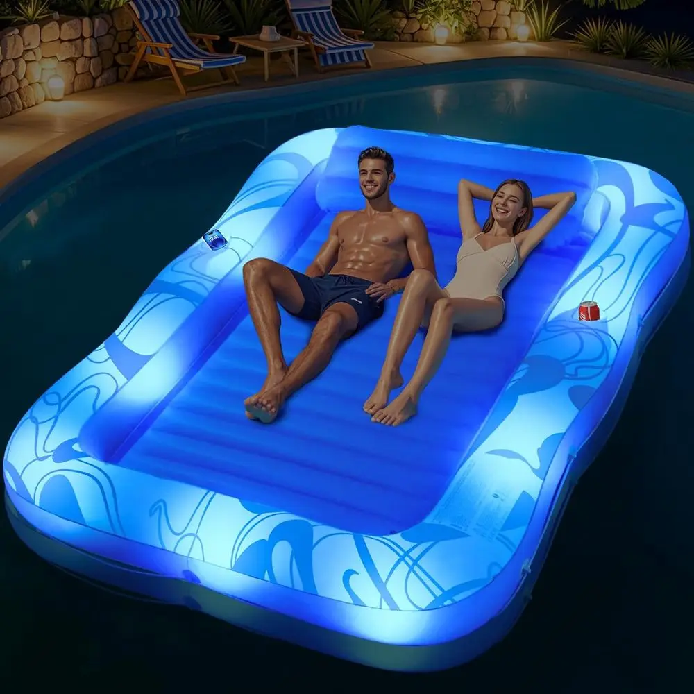 Giant 81 x 60 Inflatable Tanning Pool Lounger with Cup & Plate Holders for Adults
Giant 81 x 60 Inflatable Tanning Pool Lounger with Cup & Plate Holders for Adults