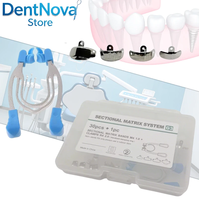 Dental Matrix Bands Clamps Set Sectional Contoured Matrix System for Composite Fillings Includes Separating Rings
Dental Matrix Bands Clamps Set Sectional Contoured Matrix System for Composite Fillings Includes Separating Rings