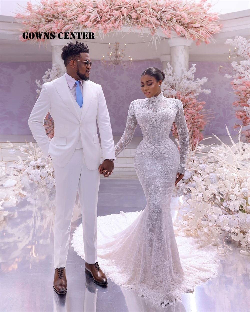 High Neck White Lace Long Sleeve Aso Ebi Wedding Dress Luxury 2024 African Muslim Evening Gown Mermaid Formal Dress Customized
High Neck White Lace Long Sleeve Aso Ebi Wedding Dress Luxury 2024 African Muslim Evening Gown Mermaid Formal Dress Customized