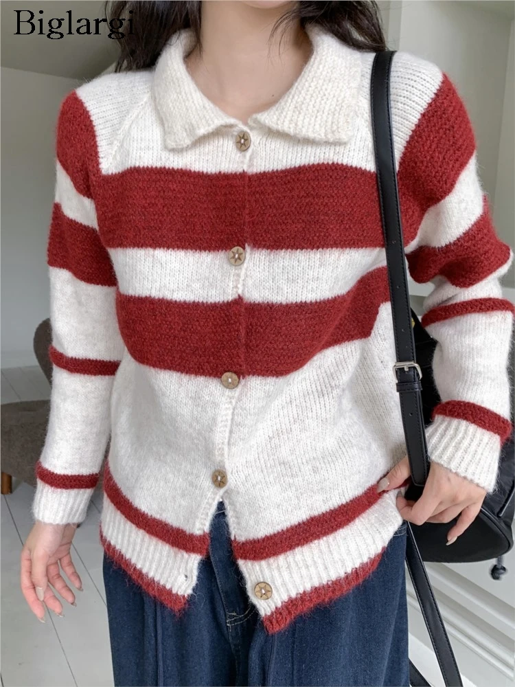 Вязаный осенне-зимний кардиган, женский полосатый принт, модные женские кардиганы в корейском стиле, свободные повседневные женские свитера, пальто
Вязаный осенне-зимний кардиган, женский полосатый принт, модные женские кардиганы в корейском стиле, свободные повседневные женские свитера, пальто