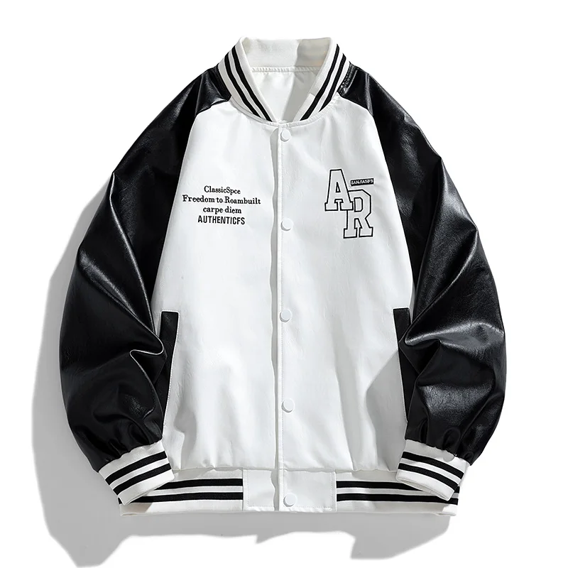 Autumn Leather Baseball Coat Male Black White Splicing Trend Casual Slim Youth Jacket Every Motorcycle Clothing Trend Coats
Autumn Leather Baseball Coat Male Black White Splicing Trend Casual Slim Youth Jacket Every Motorcycle Clothing Trend Coats