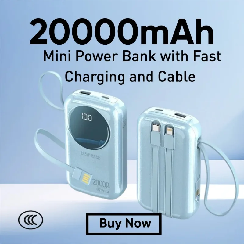 20000mAh Mini Power Bank with Fast Charging and Cable PD66W Small and Compact Large Capacity Portable Power Supply
20000mAh Mini Power Bank with Fast Charging and Cable PD66W Small and Compact Large Capacity Portable Power Supply
