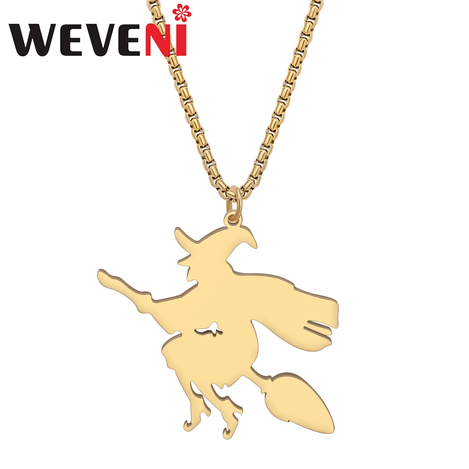 WEVENI Halloween Stainless Steel Cute Witch Necklace 18K Gold Silver Plated Pendant Gothic Jewelry For Women Girls Kids Gift
WEVENI Halloween Stainless Steel Cute Witch Necklace 18K Gold Silver Plated Pendant Gothic Jewelry For Women Girls Kids Gift