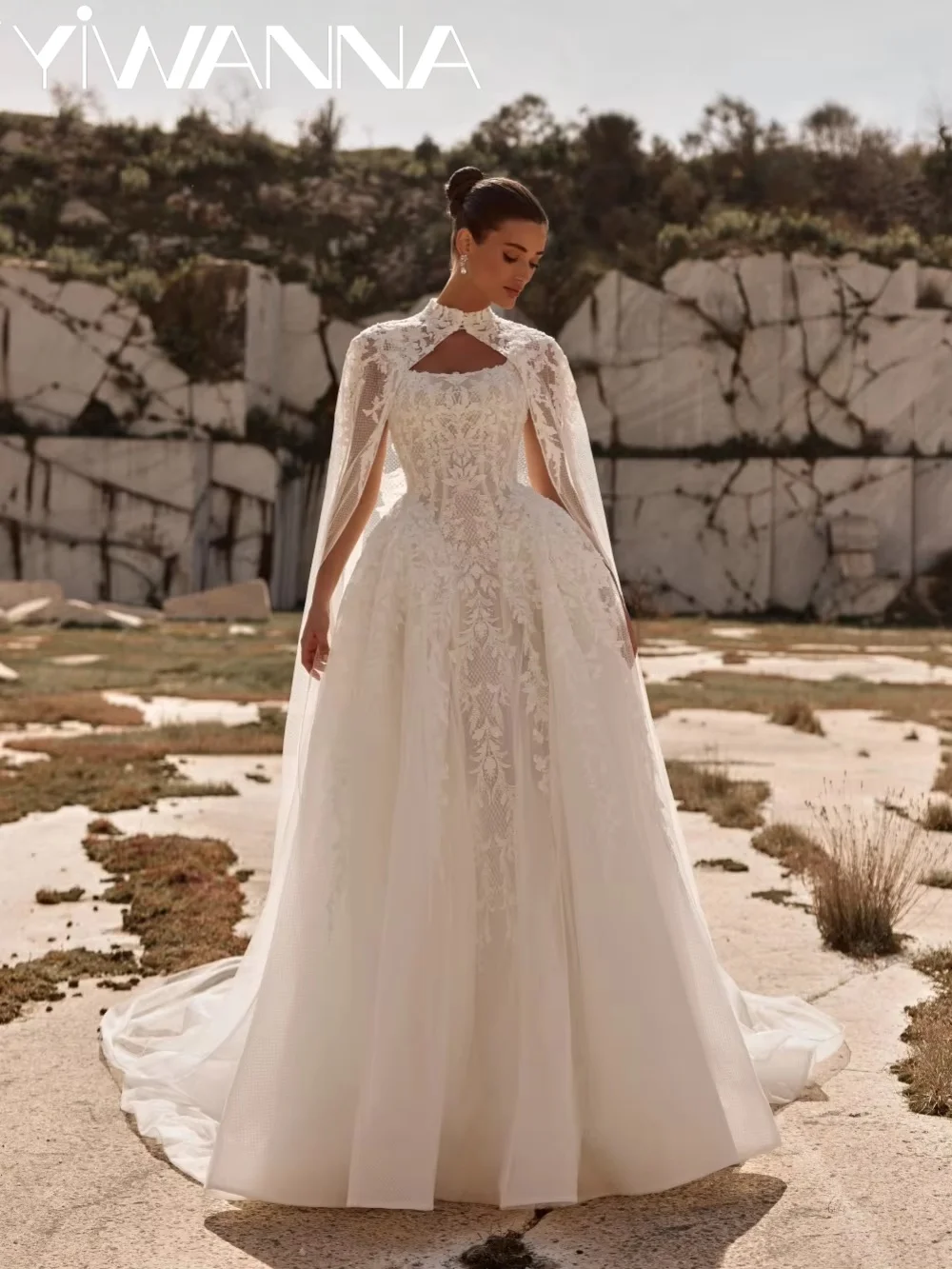 Shimmering Beaded Wedding Dress With Cape Classic Square Neck Bridal Gown Customized A-line Lace Long Dresses For Bride
Shimmering Beaded Wedding Dress With Cape Classic Square Neck Bridal Gown Customized A-line Lace Long Dresses For Bride