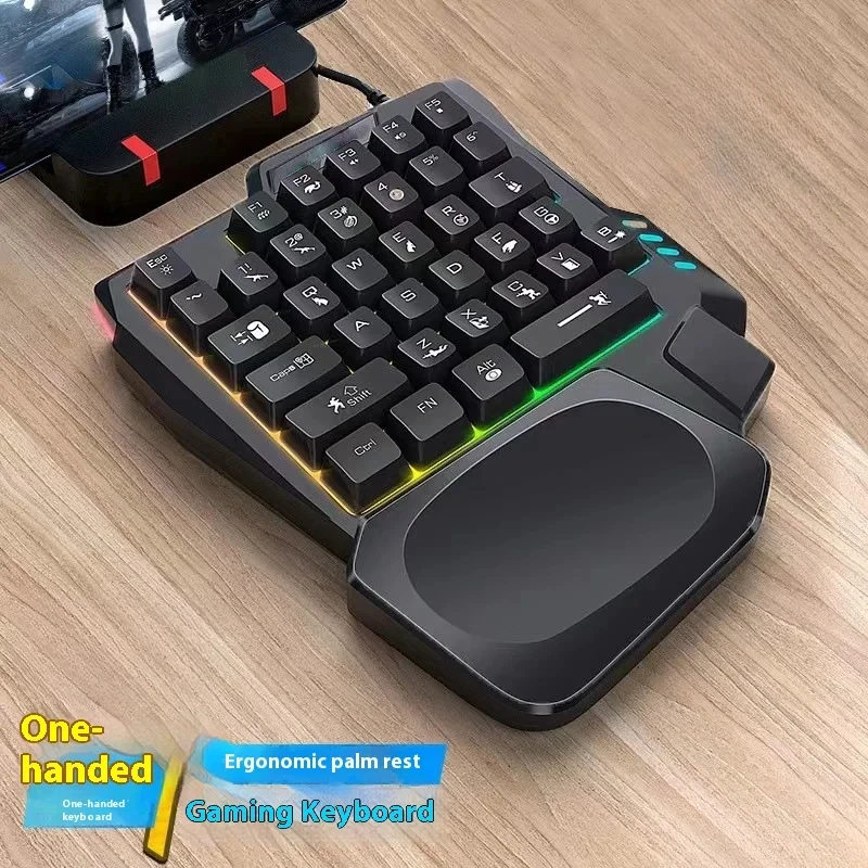 Hand One-handed keyboard mechanical feel Chicken Throne keyboard and mouse set mobile game Peace Elite peripherals
Hand One-handed keyboard mechanical feel Chicken Throne keyboard and mouse set mobile game Peace Elite peripherals