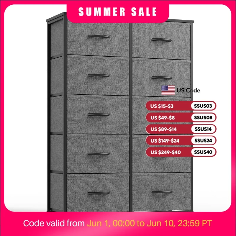 JHK Bedside Table For Bedroom With 10 Fabric Drawers Nightstand Storage Cabinet With Steel Frame Clothes Storage Display Cabinet
JHK Bedside Table For Bedroom With 10 Fabric Drawers Nightstand Storage Cabinet With Steel Frame Clothes Storage Display Cabinet