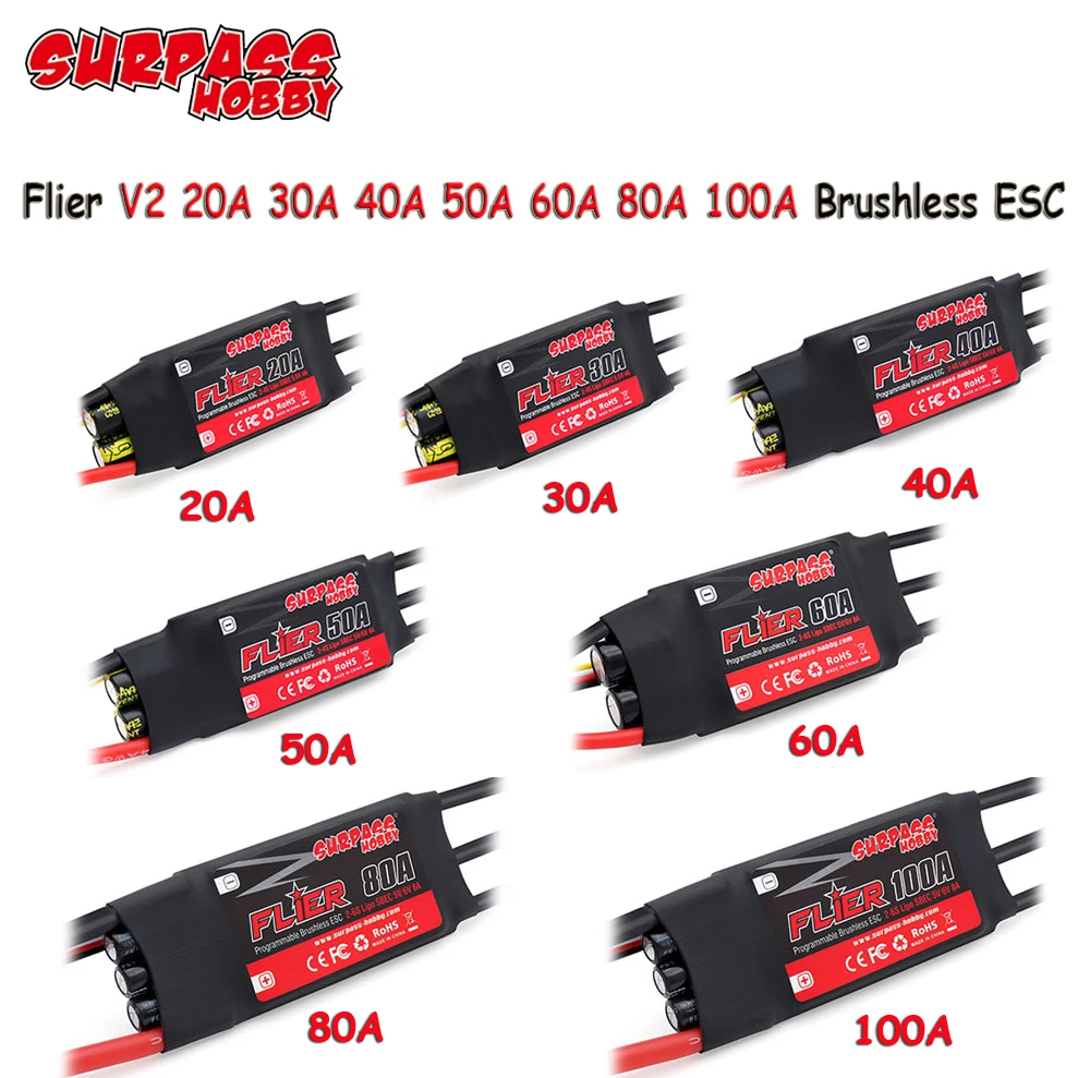 SURPASS HOBBY Flier V2 20A 30A 40A 50A 60A 80A 100A Бесщеточный ESC 32-битный контроллер скорости 2-6S Батарея для радиоуправляемого самолета-вертолета
SURPASS HOBBY Flier V2 20A 30A 40A 50A 60A 80A 100A Бесщеточный ESC 32-битный контроллер скорости 2-6S Батарея для радиоуправляемого самолета-вертолета