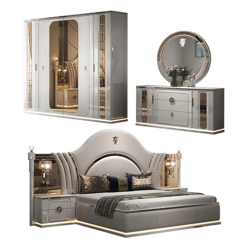 &Modern Luxury Wooden Frame king Size Bedroom Furniture Set Double Bed Room Leather Wood Complete Home Bedroom Sets Furniture
&Modern Luxury Wooden Frame king Size Bedroom Furniture Set Double Bed Room Leather Wood Complete Home Bedroom Sets Furniture