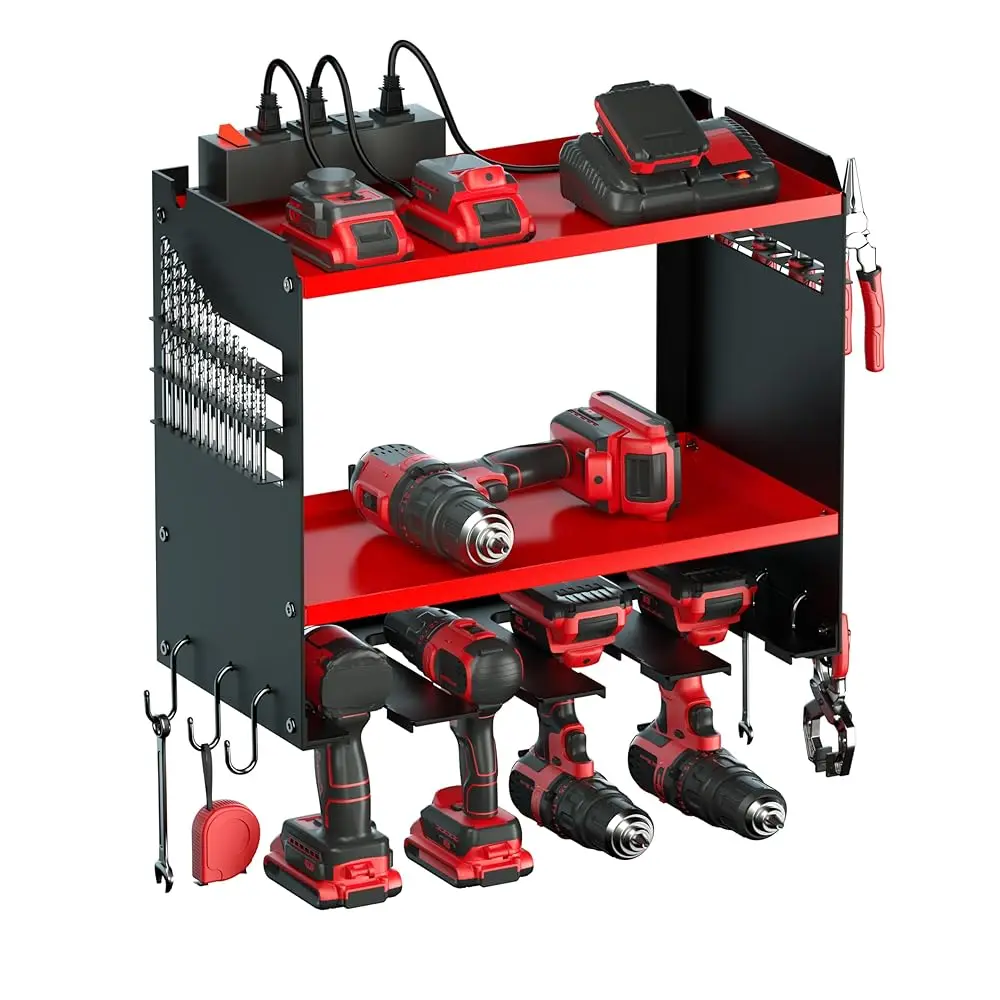 Power Tool Organizer Wall Mount With Charging Station, Tool Battery Holder With 4 Outlet Power Strip, 15 Min Assembly & Maximum
Power Tool Organizer Wall Mount With Charging Station, Tool Battery Holder With 4 Outlet Power Strip, 15 Min Assembly & Maximum