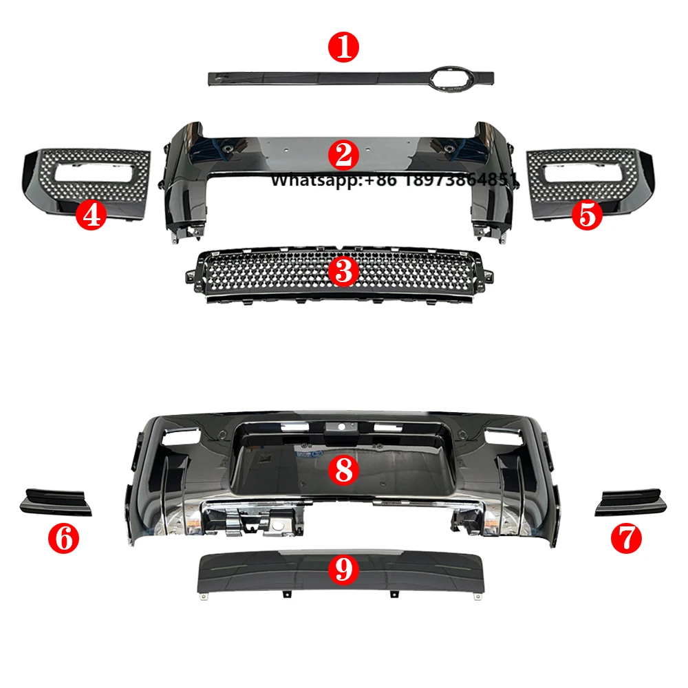 9PCS All Glossy Black Front Rear Bumper Cover Trims Set Body Kit for Land Rover Defender 110 90 2020 2023
9PCS All Glossy Black Front Rear Bumper Cover Trims Set Body Kit for Land Rover Defender 110 90 2020 2023