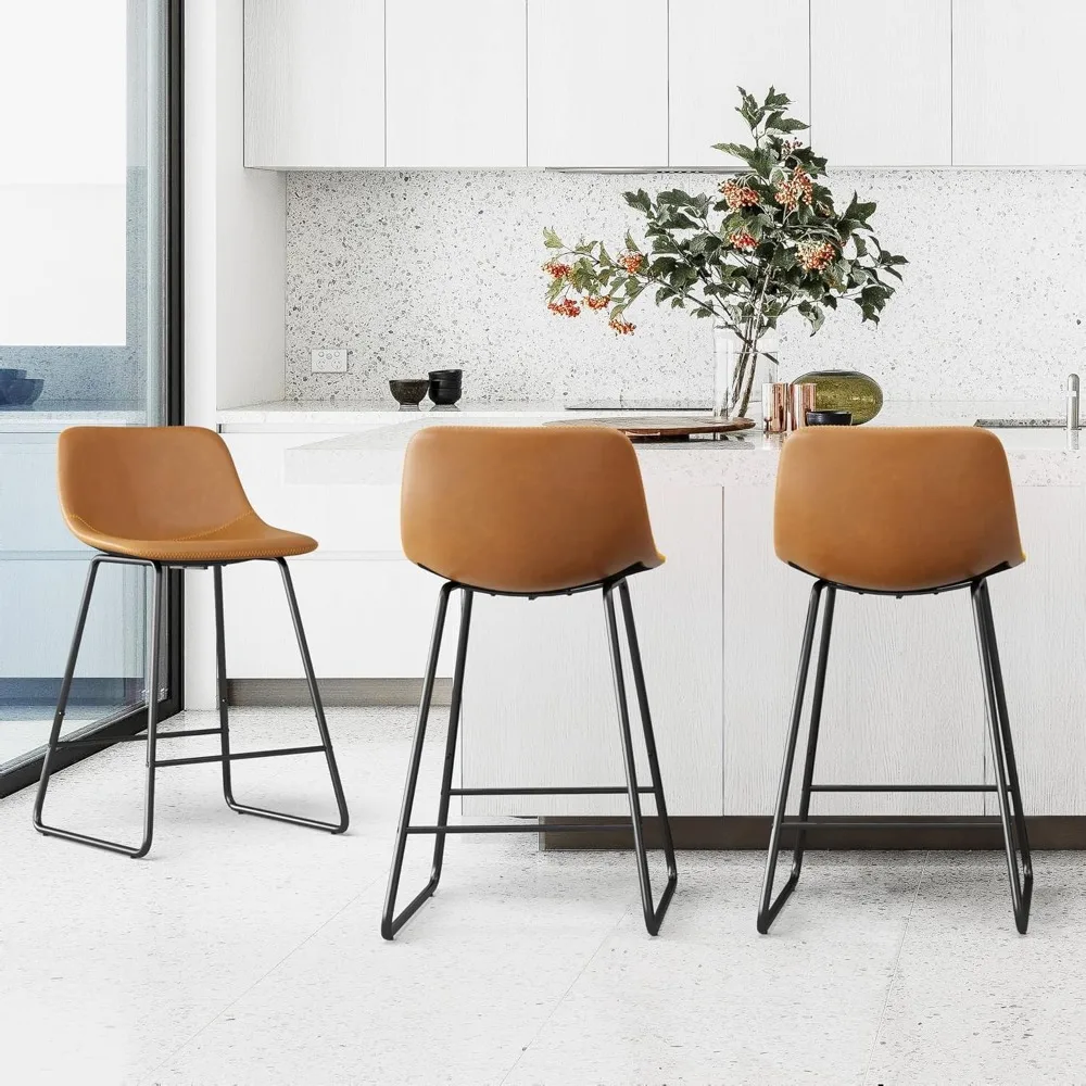 Set of 3 ALX 24' Faux Leather Bar Stools Modern Counter Height with Back And Metal Legs Armless Kitchen Counter Chairs
Set of 3 ALX 24' Faux Leather Bar Stools Modern Counter Height with Back And Metal Legs Armless Kitchen Counter Chairs