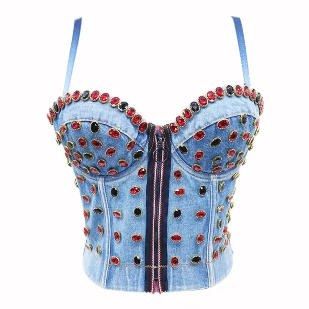 2023 Summer beaded gems denim vest For Women cropped top colorful rhinestones camisole Female Tank Tops Female
2023 Summer beaded gems denim vest For Women cropped top colorful rhinestones camisole Female Tank Tops Female