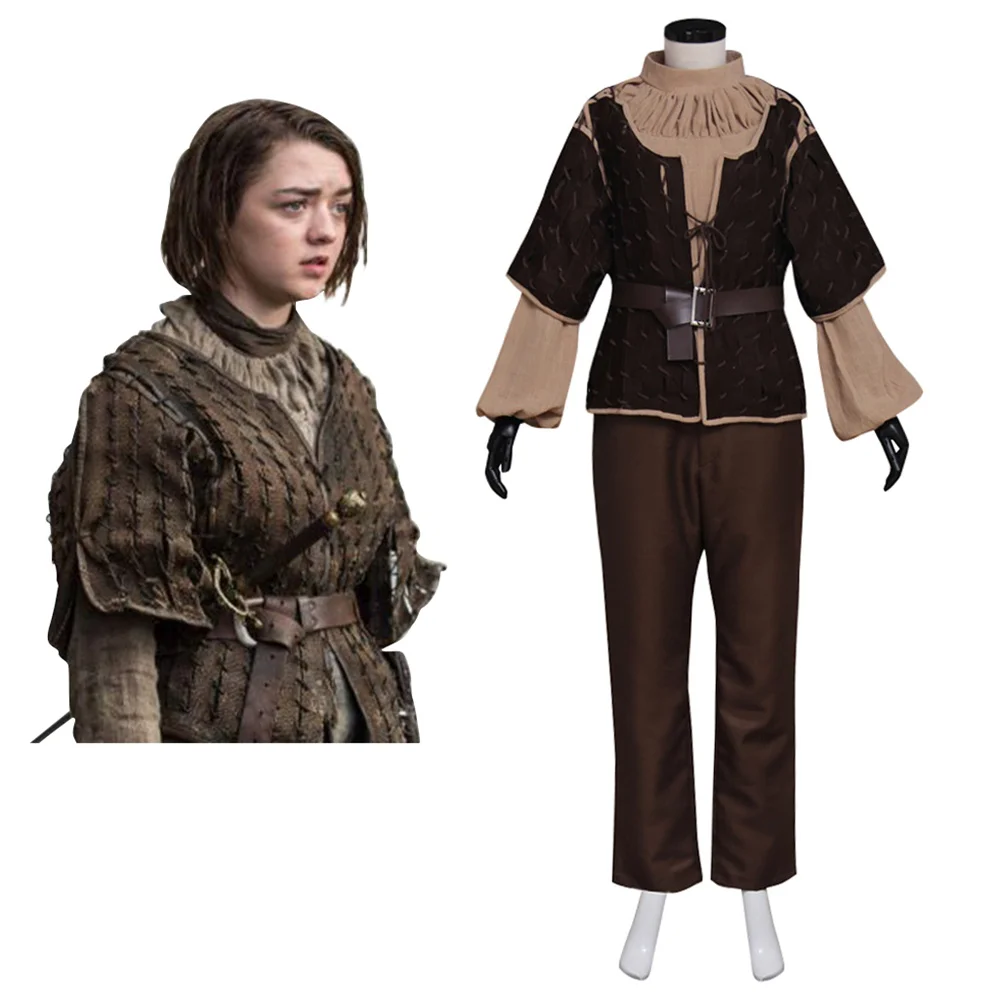 TV Arya Stark Cosplay Costume Women's Top Pants Battle Uniform Suit Full Set Halloween Carnival Party Outfits
TV Arya Stark Cosplay Costume Women's Top Pants Battle Uniform Suit Full Set Halloween Carnival Party Outfits