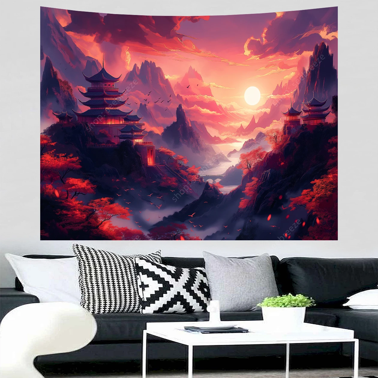 Chinese Temples Tapestry Landscape Painting The Gorgeous Sunset Glow Flushed The Whole Sky for Sofa Blanket Yoga Mat Home Decor
Chinese Temples Tapestry Landscape Painting The Gorgeous Sunset Glow Flushed The Whole Sky for Sofa Blanket Yoga Mat Home Decor