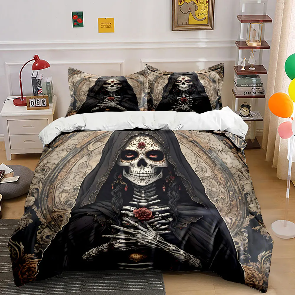 Dark Death Saint and Rose Pattern Duvet Cover Set Digital Print Colorful Polyester Bedding with Zipper Closur for kids gifts
Dark Death Saint and Rose Pattern Duvet Cover Set Digital Print Colorful Polyester Bedding with Zipper Closur for kids gifts