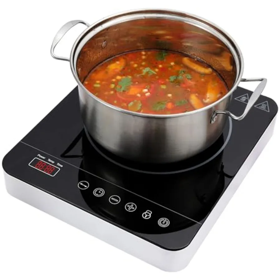 Portable Hot Plate Countertop Burner Cooker 1 Burner 1800W 9 Power Levels 10 Temp Levels Timer Auto-Shut-Off Touch Panel LED Di
Portable Hot Plate Countertop Burner Cooker 1 Burner 1800W 9 Power Levels 10 Temp Levels Timer Auto-Shut-Off Touch Panel LED Di