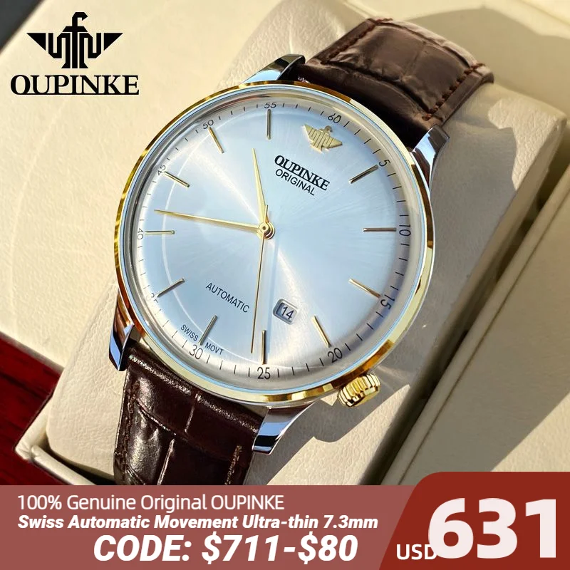OUPINKE Top Luxury Watch Men Automatic Mechanical Slim With Dial Waterproof Sapphire Mirror Movement Mens Leather Watches
OUPINKE Top Luxury Watch Men Automatic Mechanical Slim With Dial Waterproof Sapphire Mirror Movement Mens Leather Watches