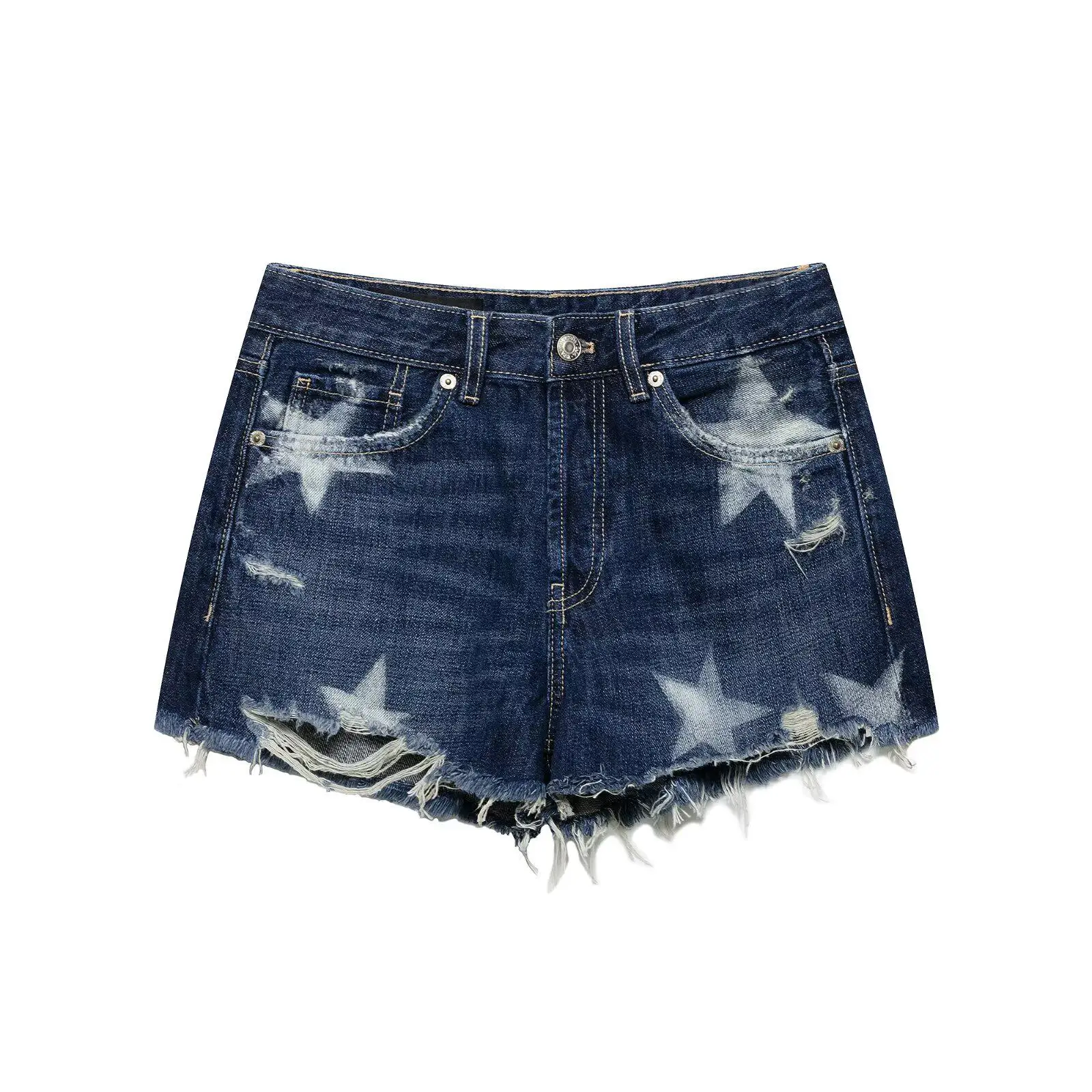 American Style Women's Denim Shorts Fashionable Versatile Star Print Perforated Tassel Blue Denim Shorts Summer New 2026
American Style Women's Denim Shorts Fashionable Versatile Star Print Perforated Tassel Blue Denim Shorts Summer New 2026