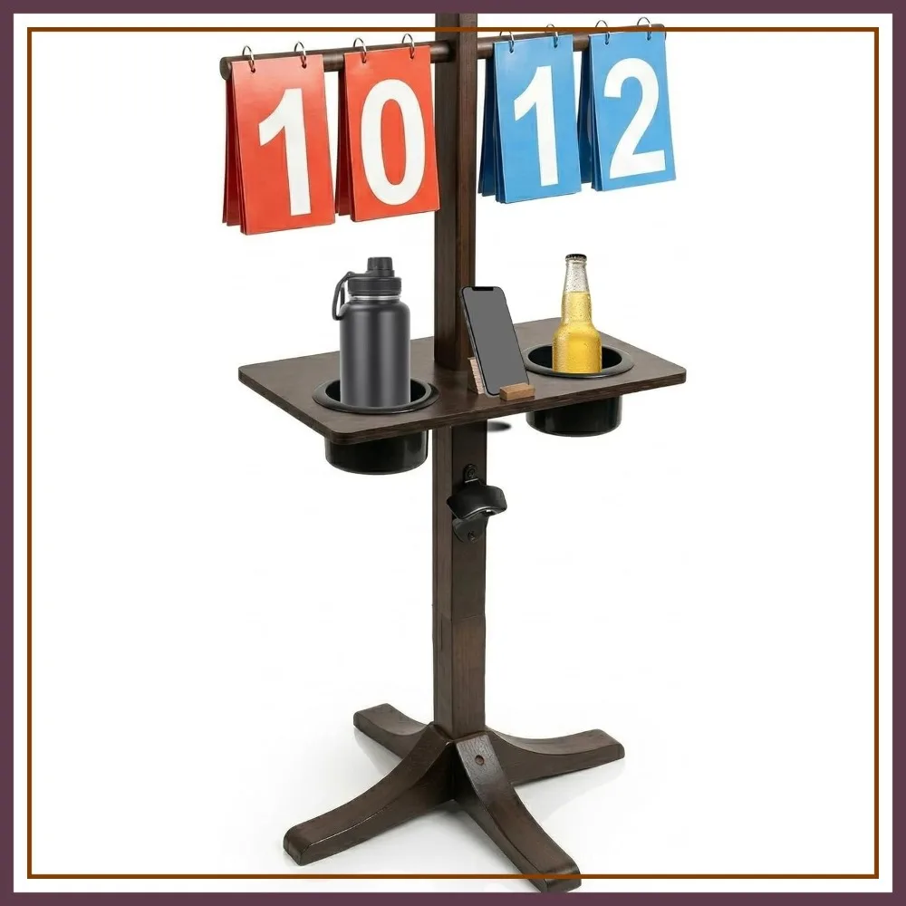 Cornhole Scoreboard with Drink Holder, Wooden Scoreboard with Bottle Opener & Phone Holder for Outdoor Games
Cornhole Scoreboard with Drink Holder, Wooden Scoreboard with Bottle Opener & Phone Holder for Outdoor Games