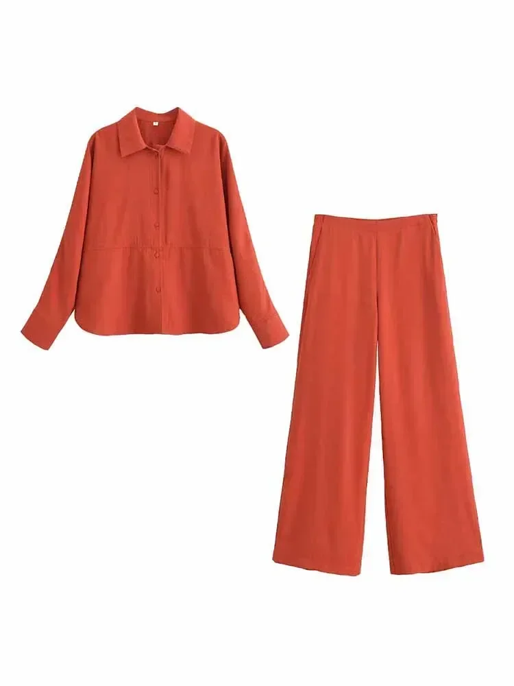 Women's 2024 New Fashion Casual Lapel Single breasted Long sleeved Shirt Vintage Women's Shirt Chic Top+Pants Women's Suit
Women's 2024 New Fashion Casual Lapel Single breasted Long sleeved Shirt Vintage Women's Shirt Chic Top+Pants Women's Suit