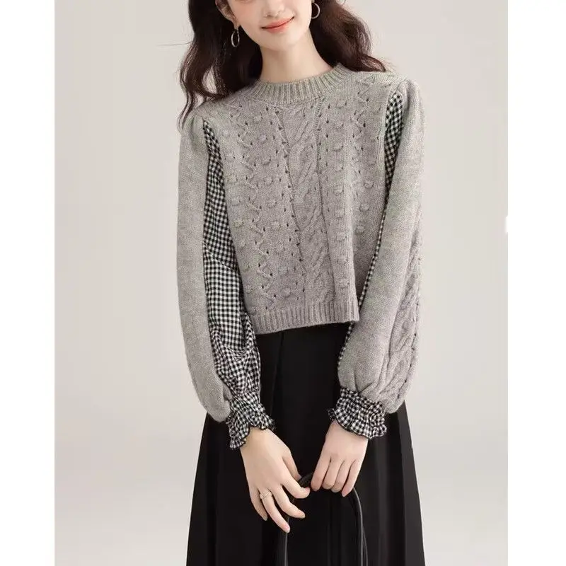 Three-dimensional Cable Stitching Plaid Sweater for Women Loose Slim and Versatile Short Bottoming Shirt Top
Three-dimensional Cable Stitching Plaid Sweater for Women Loose Slim and Versatile Short Bottoming Shirt Top