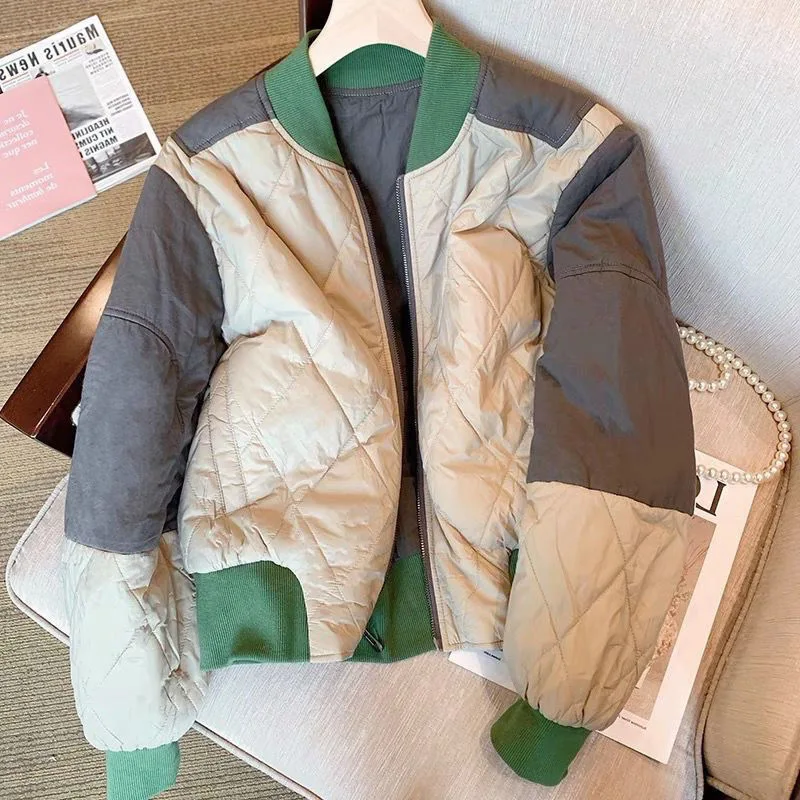Vintage Women Color Patchwork Streetwear Cotton Padded Short Deisgn Jacket Women Outerwear Baseball Padded Tops
Vintage Women Color Patchwork Streetwear Cotton Padded Short Deisgn Jacket Women Outerwear Baseball Padded Tops