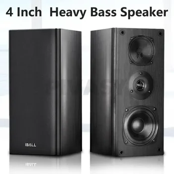 4 Inch Subwoofer Speaker Passive Bookshelf HiFi Speaker Three-Way Surround Sound Speaker Sound Box Power 60W Speaker A Pair