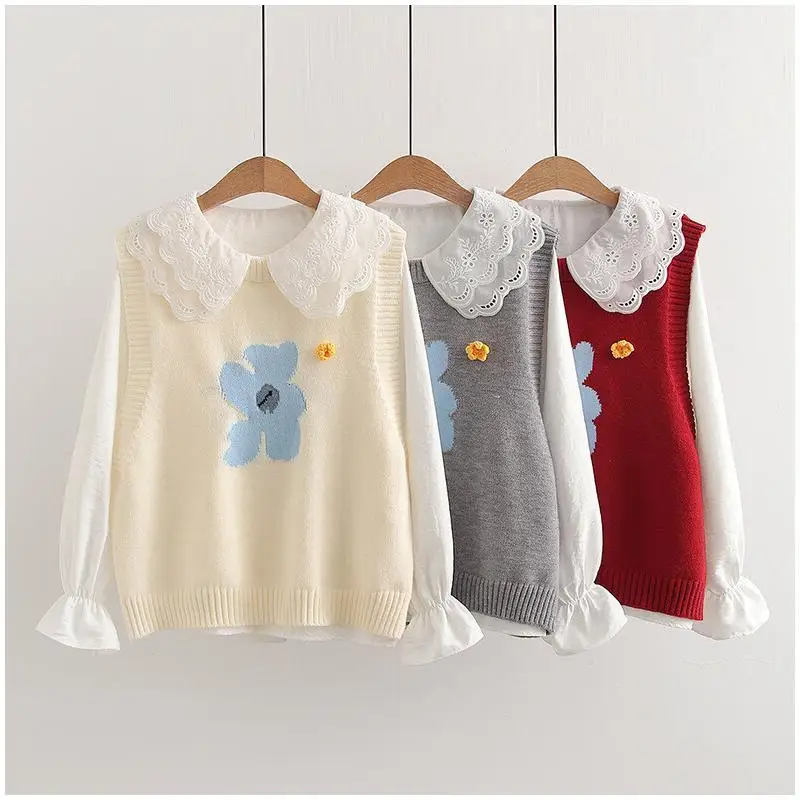 Spring Leisure College Style Sweet Little Flower Bear Knitted Sweater Vest and Long Sleeve Shirt Cotton Two-Piece Set
Spring Leisure College Style Sweet Little Flower Bear Knitted Sweater Vest and Long Sleeve Shirt Cotton Two-Piece Set