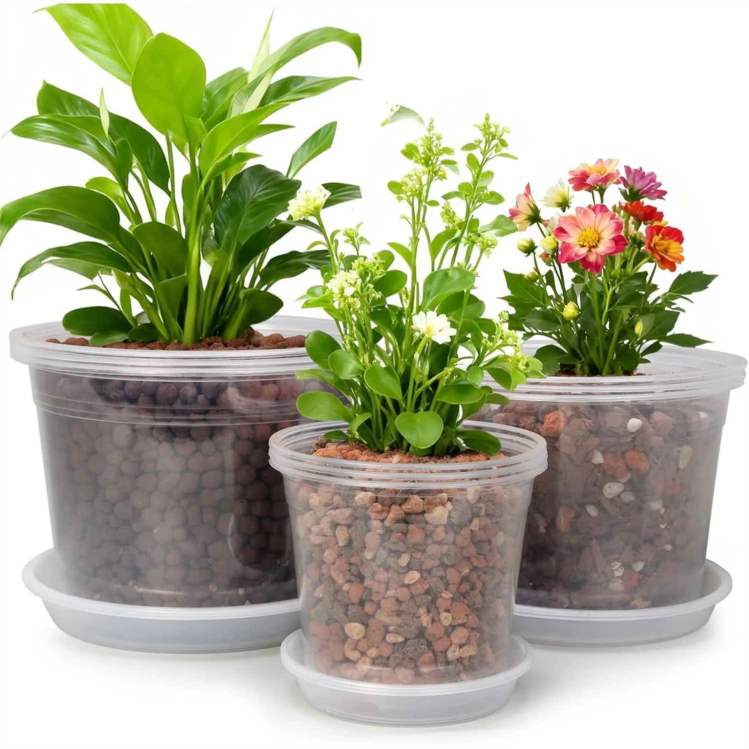 Clear Nursery Pots with Saucers, 9 Pack Plastic Plant Pots for Seedling Starter, 6/8/10 Inch for Indoor Plants
Clear Nursery Pots with Saucers, 9 Pack Plastic Plant Pots for Seedling Starter, 6/8/10 Inch for Indoor Plants