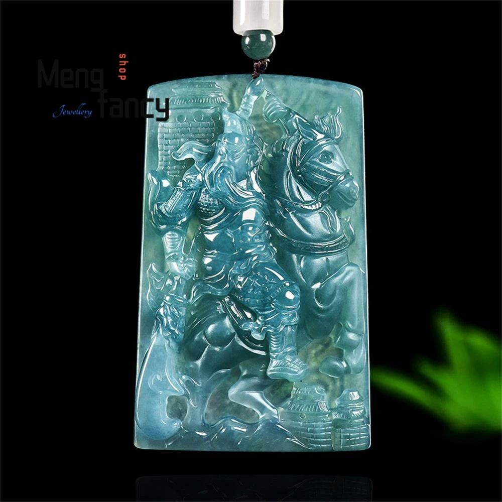Natural A-grade Jadeite Blue Water Divine Dragon Martial Saint Guan Gong Ice Type Pendant Double-sided Engraving Fashion Jewelry
Natural A-grade Jadeite Blue Water Divine Dragon Martial Saint Guan Gong Ice Type Pendant Double-sided Engraving Fashion Jewelry