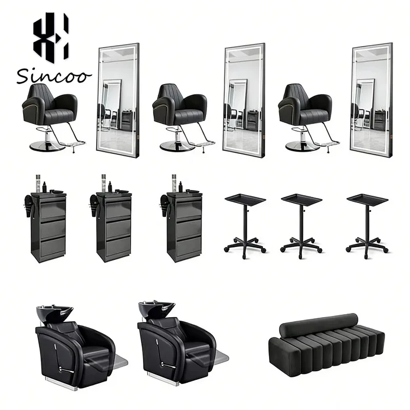 Luxury Modern Hair Salon Furniture Set With Shampoo Chair And Barber Chair Mirror Salon Tool Cart Waiting Sofa For Barbershop
Luxury Modern Hair Salon Furniture Set With Shampoo Chair And Barber Chair Mirror Salon Tool Cart Waiting Sofa For Barbershop
