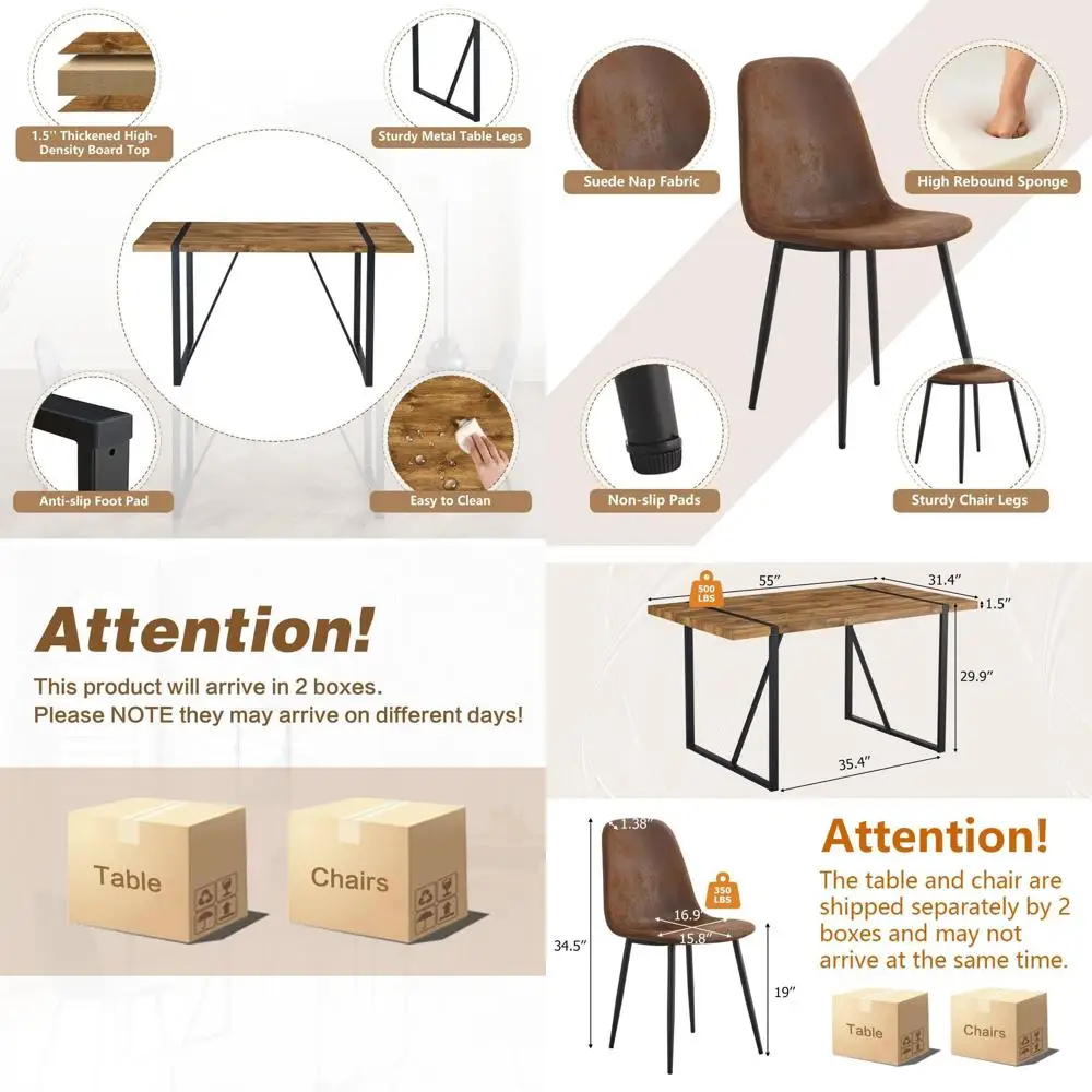 4-Person Dining Table Set with 55 Table and Suede Chairs
4-Person Dining Table Set with 55 Table and Suede Chairs