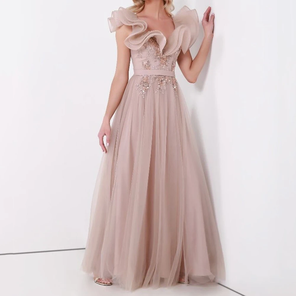 Women's A-line Evening Dresses Floor-length V-neck Sleeveless Prom Gown Fashion Sequined Ruched Simple Draped Customized Gowns
Women's A-line Evening Dresses Floor-length V-neck Sleeveless Prom Gown Fashion Sequined Ruched Simple Draped Customized Gowns
