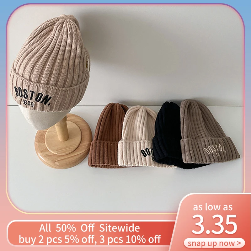 Модная детская вязаная шапка с надписью, Осень-зима, детская теплая шапка для мальчиков и девочек, однотонная шерстяная вязаная шапочка, Детские шапочки, шапка 
Модная детская вязаная шапка с надписью, Осень-зима, детская теплая шапка для мальчиков и девочек, однотонная шерстяная вязаная шапочка, Детские шапочки, шапка