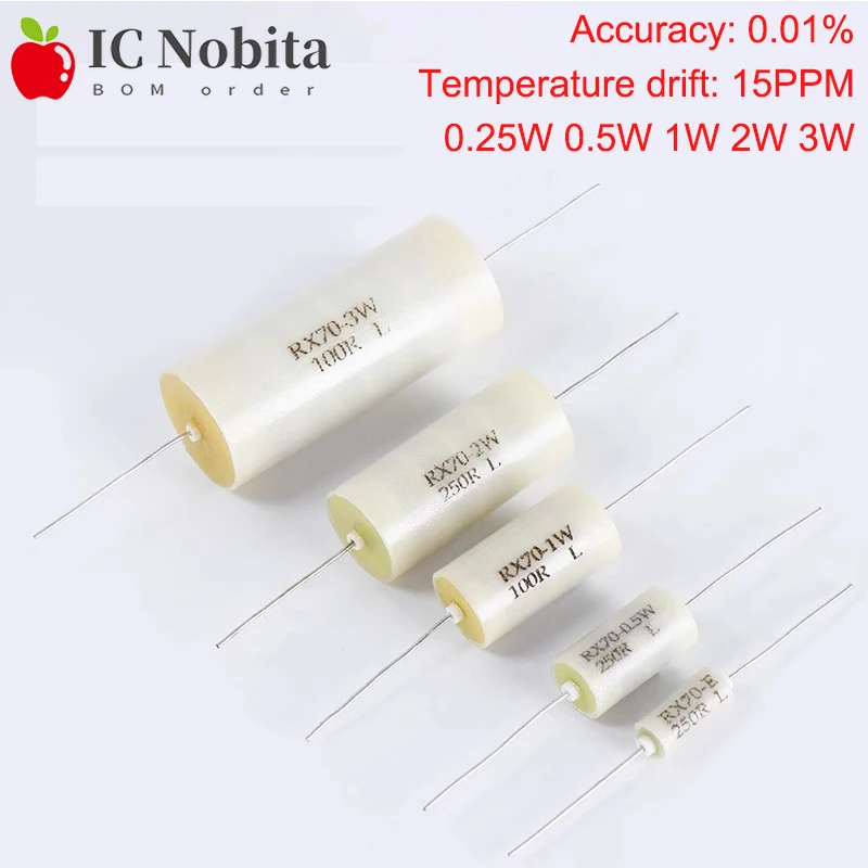 1PCS RX70 High Precision Low Temp Drift Instrument Calibration Standard Resistor 0.01% 0.25W 0.5W 1W 2W 3W 50 100 150 200 1M Ohm 
1PCS RX70 High Precision Low Temp Drift Instrument Calibration Standard Resistor 0.01% 0.25W 0.5W 1W 2W 3W 50 100 150 200 1M Ohm