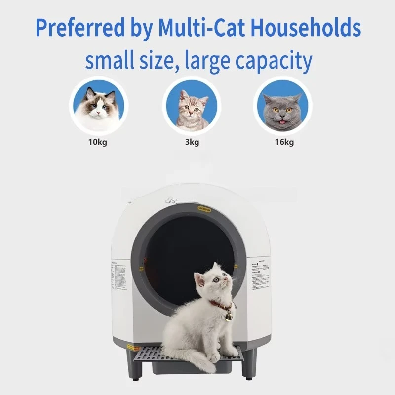 80L Odor Removal Electric Toilet Self Cleaning Smart Automatic cat Litter Box with APP WiFi Control 10 Safety Sensor Radars
80L Odor Removal Electric Toilet Self Cleaning Smart Automatic cat Litter Box with APP WiFi Control 10 Safety Sensor Radars