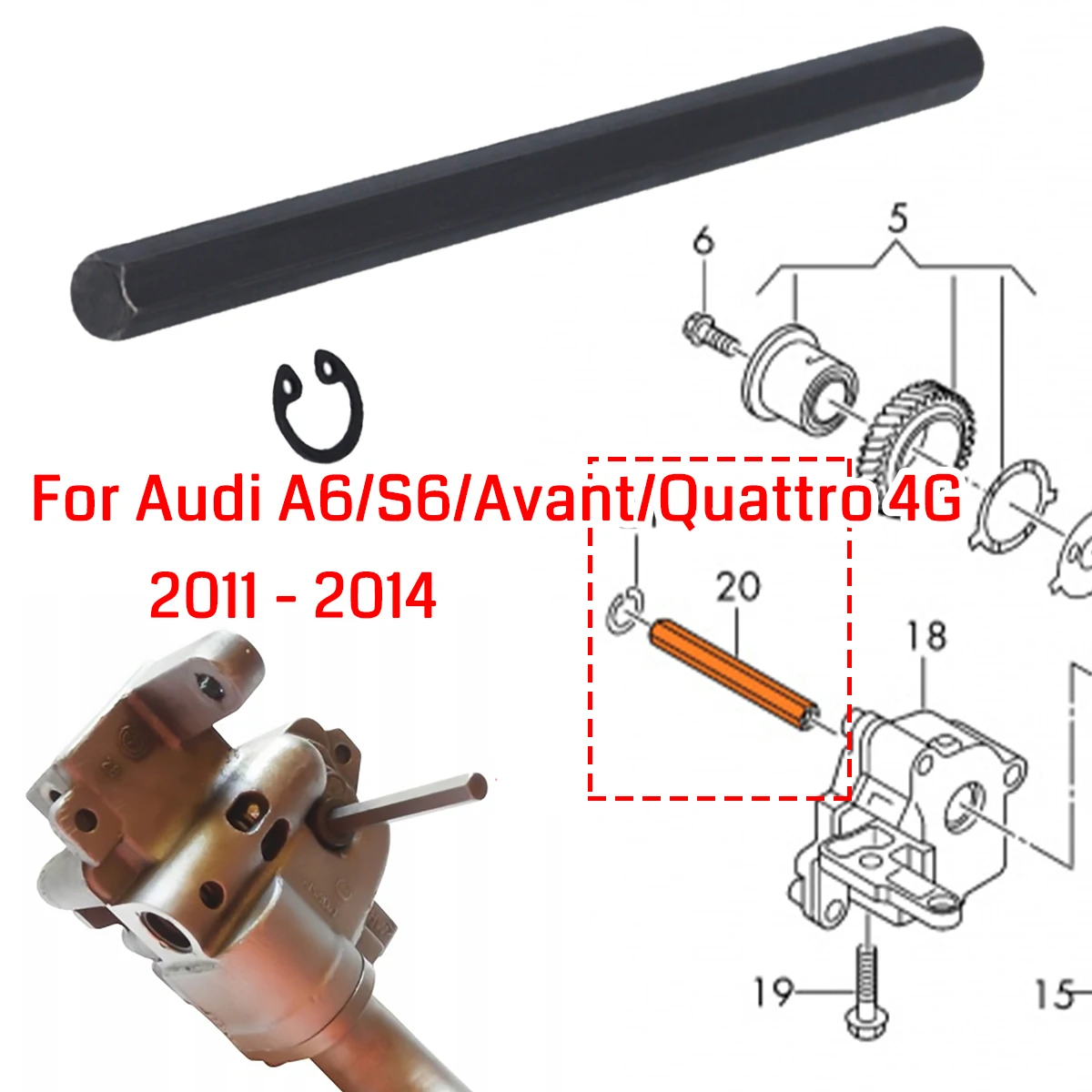 For Audi A6/S6/Avant/Quattro 4G 2011-2014 100mm Oil Pump Drive Key Securing Ring Set Balance Shaft Drive Carrier Pin Clip Parts
For Audi A6/S6/Avant/Quattro 4G 2011-2014 100mm Oil Pump Drive Key Securing Ring Set Balance Shaft Drive Carrier Pin Clip Parts