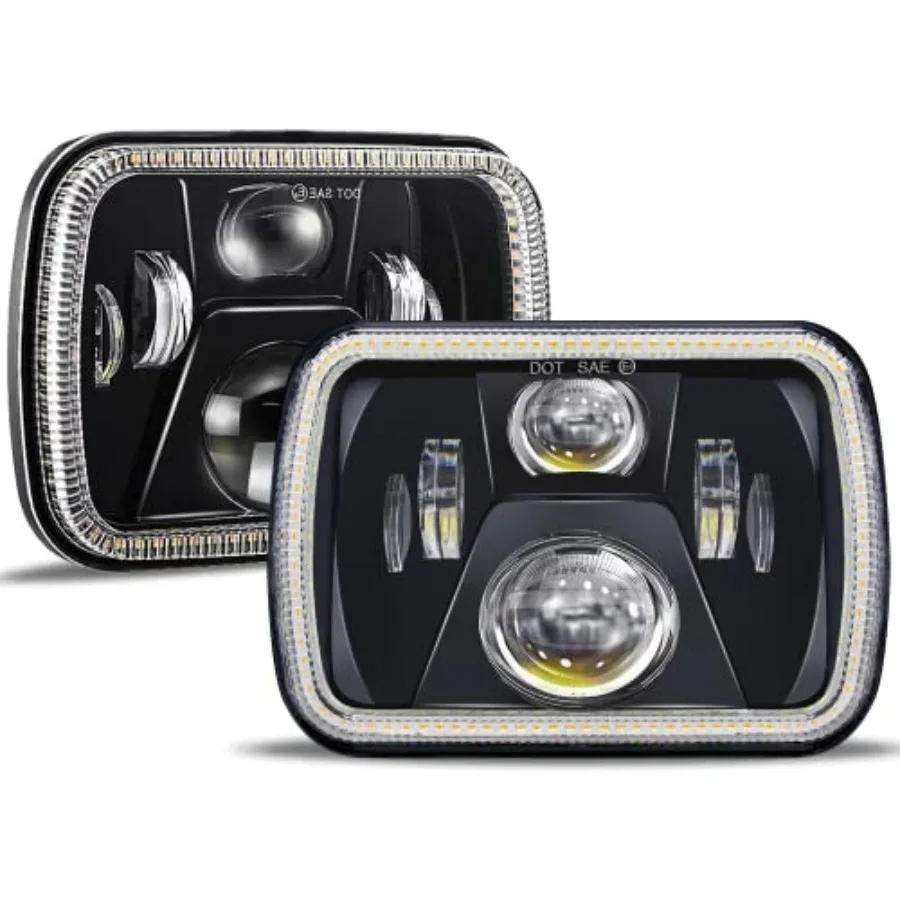 Rectangular 5x7 7x6 Inch LED Headlights Sealed Beam Headlamp Amber/White DRL Halo Angel Eyes Compatible with Jeep Wrangler YJ C
Rectangular 5x7 7x6 Inch LED Headlights Sealed Beam Headlamp Amber/White DRL Halo Angel Eyes Compatible with Jeep Wrangler YJ C