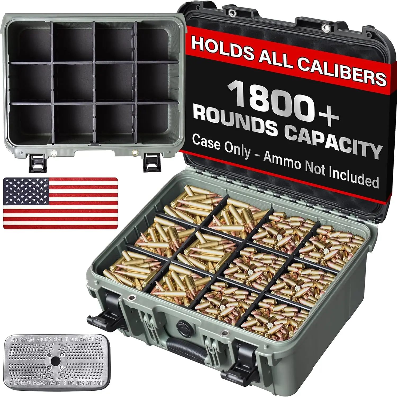 Waterproof Lockable Ammo Storage Box with 8 Adjustable Dividers for Handgun, Rifle & Shotgun Ammo, Extra-Large Capacity
Waterproof Lockable Ammo Storage Box with 8 Adjustable Dividers for Handgun, Rifle & Shotgun Ammo, Extra-Large Capacity