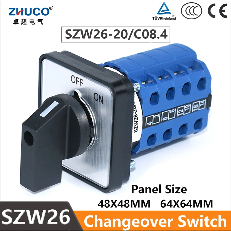 ZHUCO SZW26/LW26-20 4-полюсный 20A 660 В ВКЛ-ВЫКЛ 2-ступенчатая пользовательская ручка питания контроллер поворотный кулачок универсальный переключатель 64/48 мм на панели 
ZHUCO SZW26/LW26-20 4-полюсный 20A 660 В ВКЛ-ВЫКЛ 2-ступенчатая пользовательская ручка питания контроллер поворотный кулачок универсальный переключатель 64/48 мм на панели