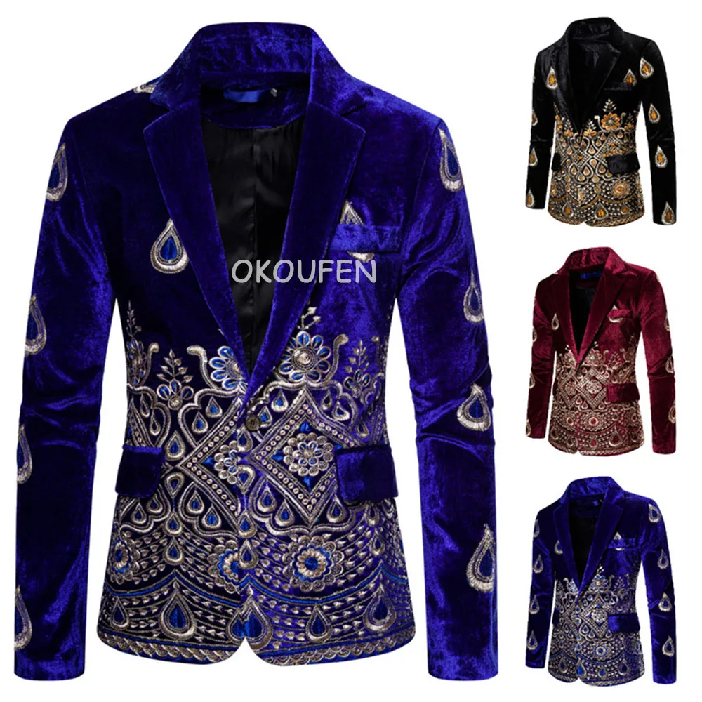 Banquet host stage performance suit Men's fashion velvet embroidered suit British style smooth-fitting suit
Banquet host stage performance suit Men's fashion velvet embroidered suit British style smooth-fitting suit