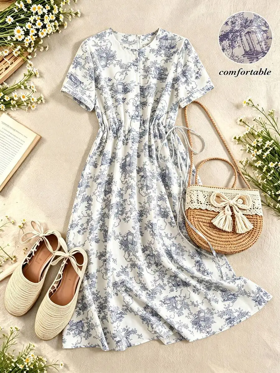 Womens Floral Print Round Neck Short Sleeve Midi Dress Casual Summer Outfit
Womens Floral Print Round Neck Short Sleeve Midi Dress Casual Summer Outfit