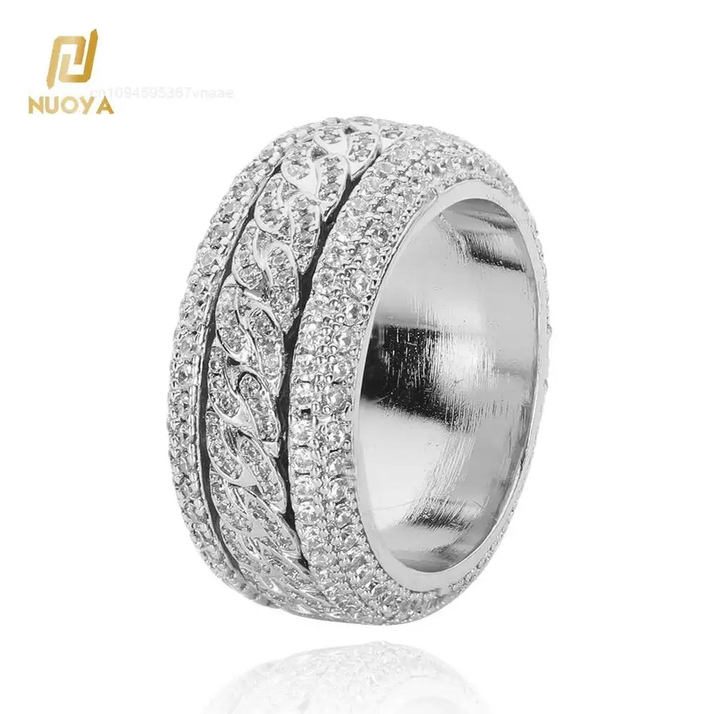 NUOYA Iced Out Bling VVS Moissanite Spinner Cuban Ring 925 Silver Hip Hop Gold Plated Ring Unisex Women Men
NUOYA Iced Out Bling VVS Moissanite Spinner Cuban Ring 925 Silver Hip Hop Gold Plated Ring Unisex Women Men