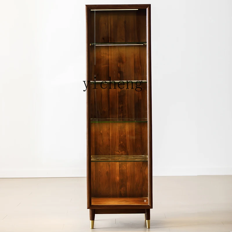 ZC black walnut display cabinet all solid wood locker living room simple modern bookcase
ZC black walnut display cabinet all solid wood locker living room simple modern bookcase