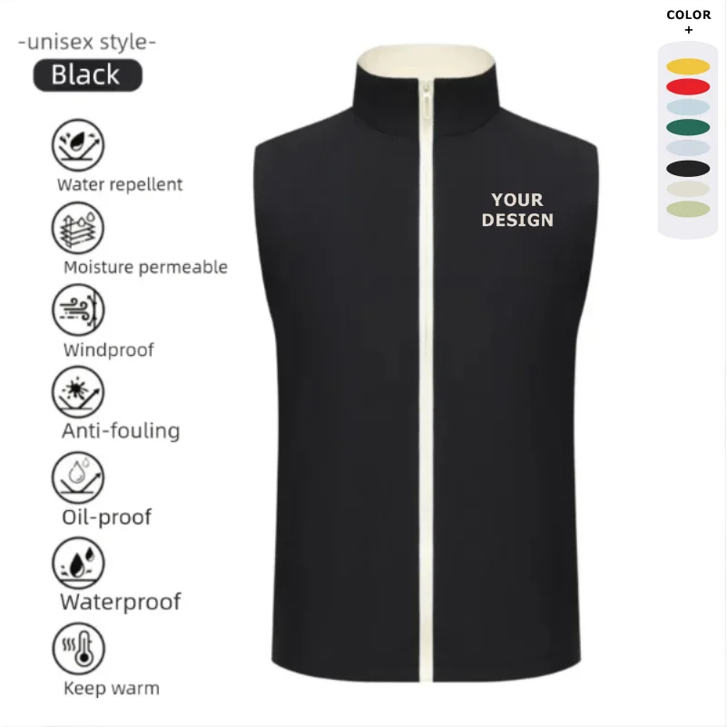 Unisex Vest Jacket Warm Sleeveless Jackets Winter Waterproof Autumn Stand-up Collar Casual Waistcoat Customizable Text Images
Unisex Vest Jacket Warm Sleeveless Jackets Winter Waterproof Autumn Stand-up Collar Casual Waistcoat Customizable Text Images