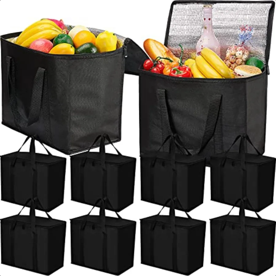 10 Pack Insulated Grocery Bags Reusable Shopping Bags with Zipper and Handles Suitable for Groceries and Food Delivery Measures
10 Pack Insulated Grocery Bags Reusable Shopping Bags with Zipper and Handles Suitable for Groceries and Food Delivery Measures