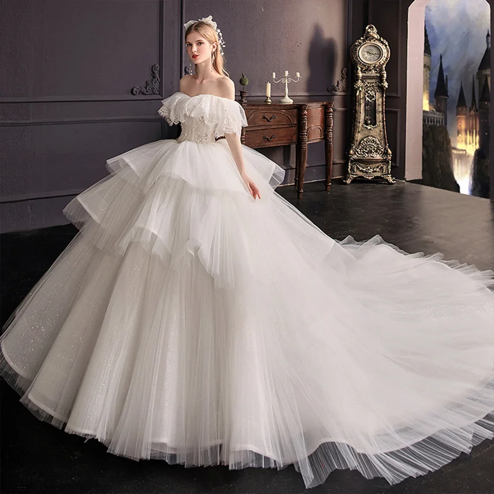Роскошные свадебные платья Бальные платья с бусинами и блестками Vestidos De Novia Элегантные многоярусные плиссированные драпированные свадебные платья со шлейфом
Роскошные свадебные платья Бальные платья с бусинами и блестками Vestidos De Novia Элегантные многоярусные плиссированные драпированные свадебные платья со шлейфом