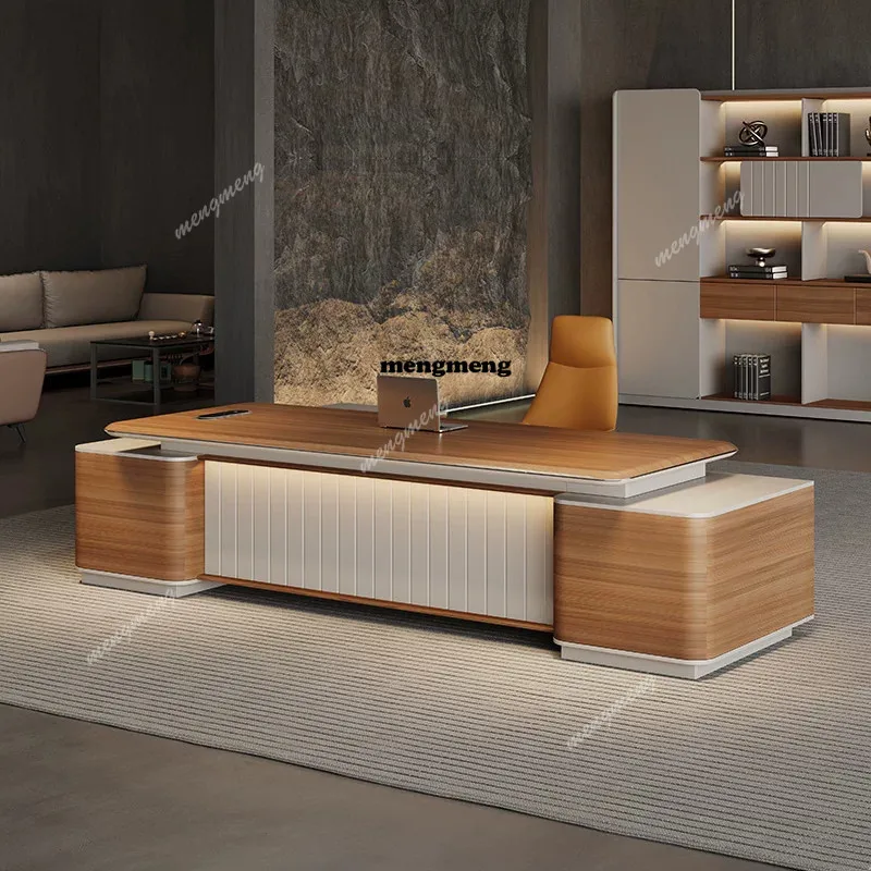 Simple and modern L-shaped boss table wood-based panel storage, large desk office, president table, locker
Simple and modern L-shaped boss table wood-based panel storage, large desk office, president table, locker