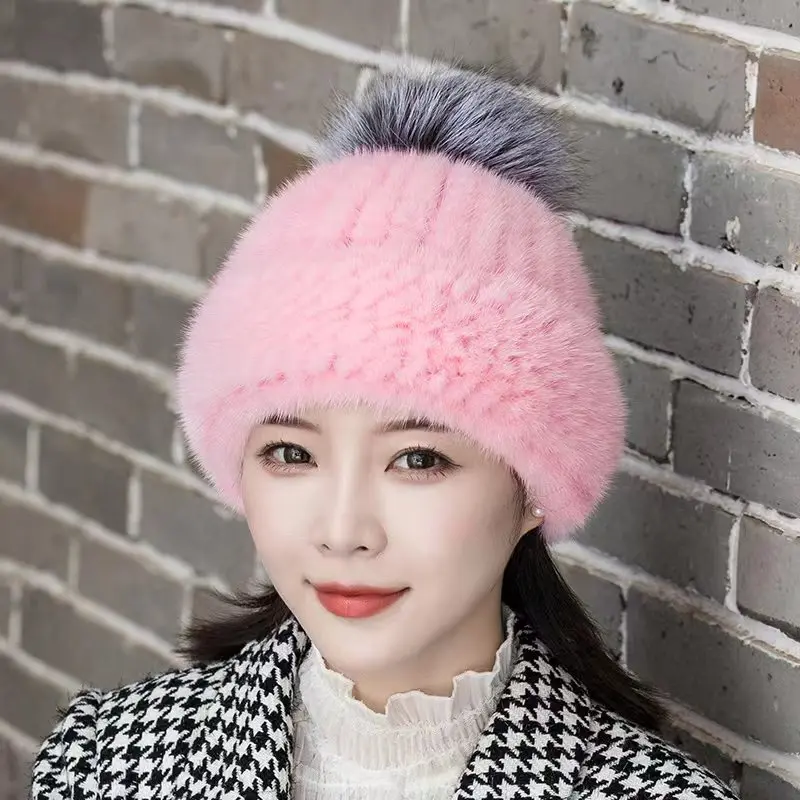 Hot Sale Fashion Mink Fox Hat Winter Warm Women Knitting Caps Mink Hats Vertical Weaving With FOX Fur On The Top
Hot Sale Fashion Mink Fox Hat Winter Warm Women Knitting Caps Mink Hats Vertical Weaving With FOX Fur On The Top